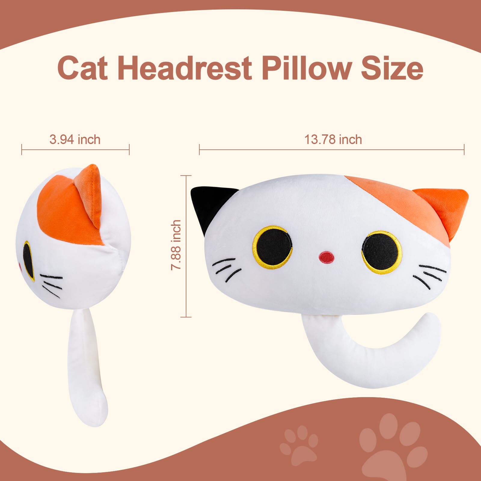 Amazon.com: EVOLVEOVER Cat Car Headrest Pillow Cartoon Car Seat